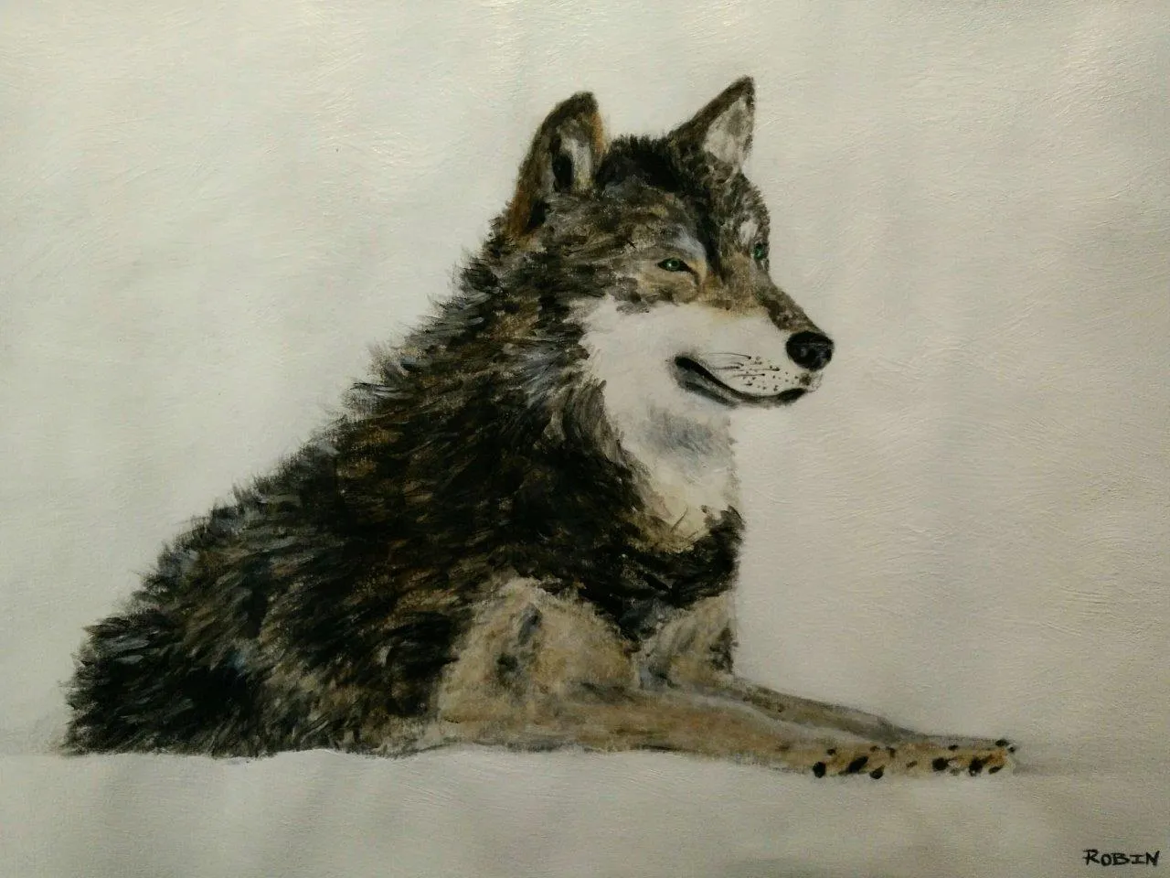 Impish wolf, painting